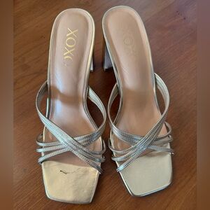 XOXO Metallic Silver Strappy Heels